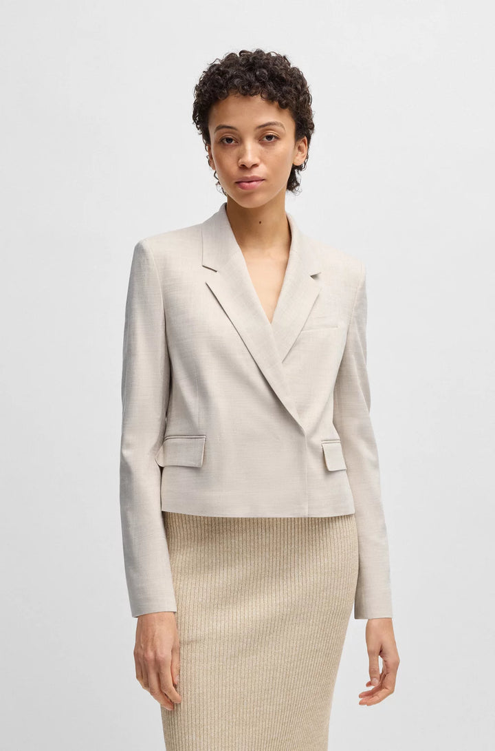 BOSS REGULAR-FIT BLAZER IN MELANGE STRETCH FABRIC