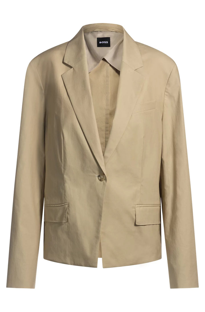 BOSS SINGLE-BUTTON BLAZER IN AIRY STRETCH COTTON