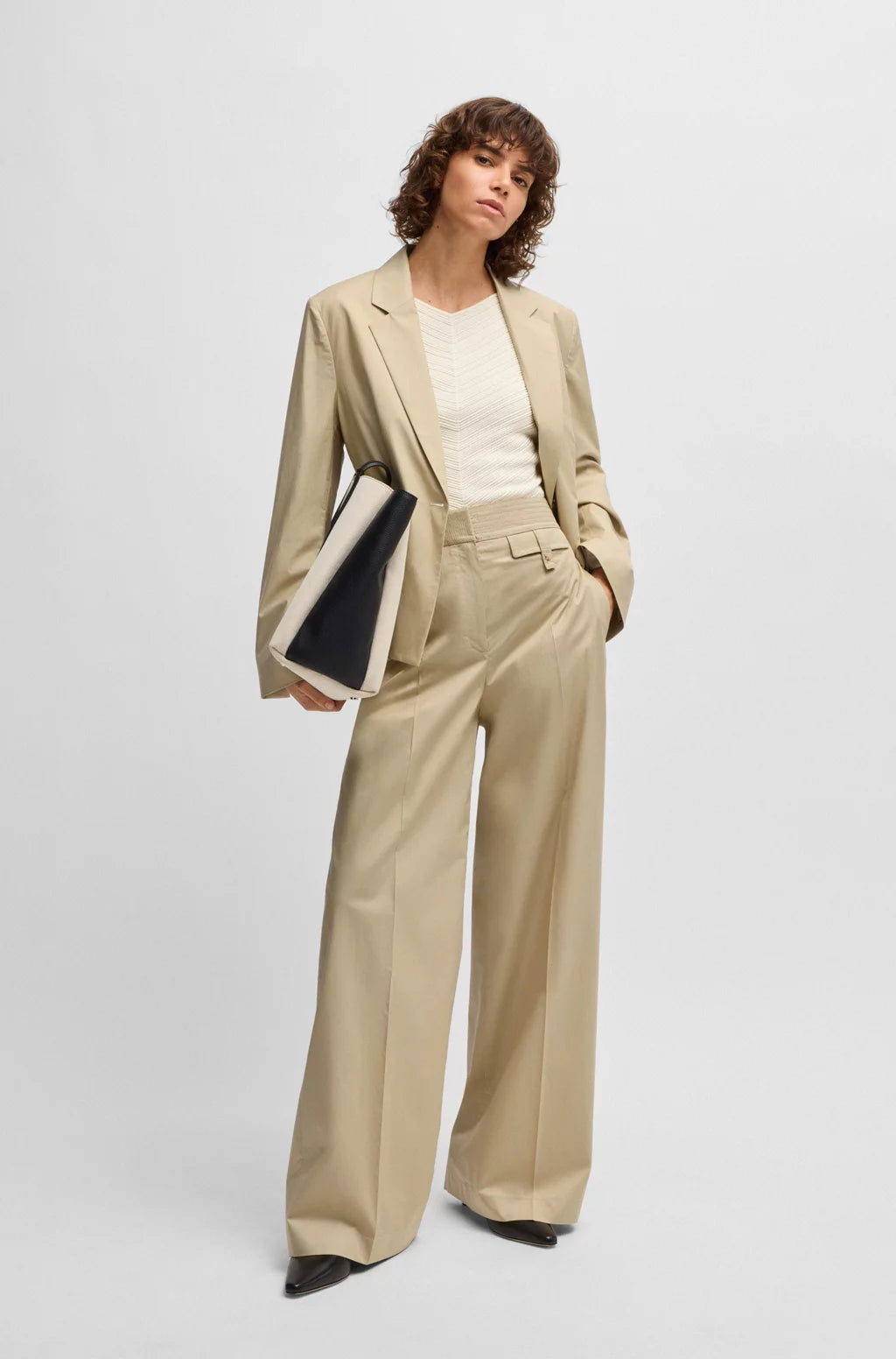 BOSS SINGLE-BUTTON BLAZER IN AIRY STRETCH COTTON