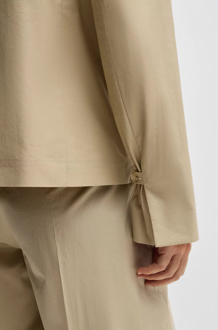 BOSS SINGLE-BUTTON BLAZER IN AIRY STRETCH COTTON