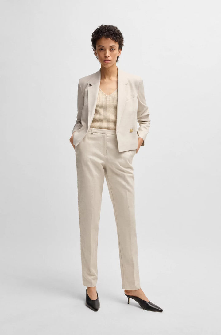 BOSS RELAXED-FIT TROUSERS IN MELANGE STRETCH FABRIC