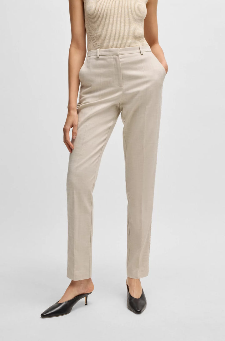 BOSS RELAXED-FIT TROUSERS IN MELANGE STRETCH FABRIC