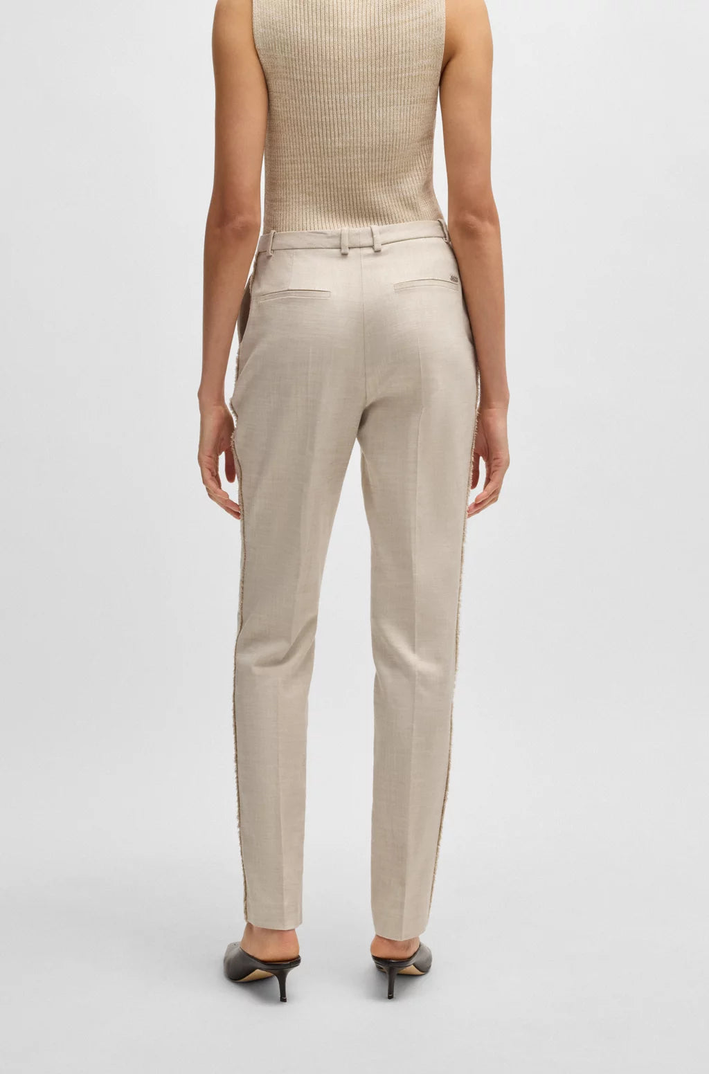 BOSS RELAXED-FIT TROUSERS IN MELANGE STRETCH FABRIC