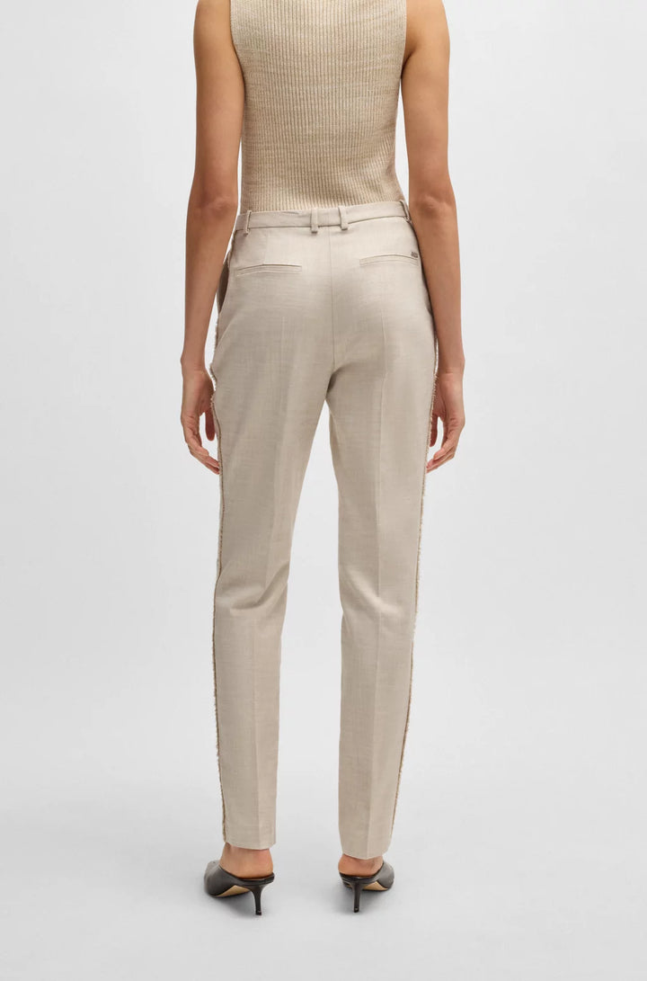 BOSS RELAXED-FIT TROUSERS IN MELANGE STRETCH FABRIC