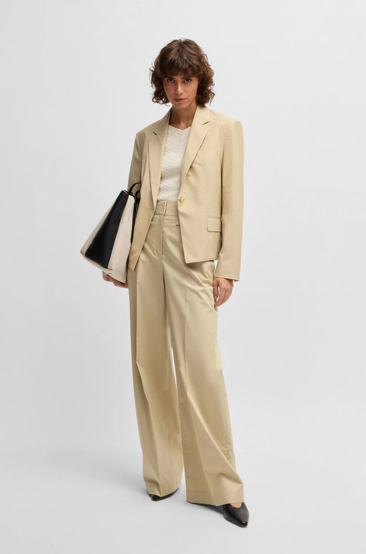BOSS HIGH-WAISTED REGULAR-FIT TROUSERS IN AIRY STRETCH COTTON