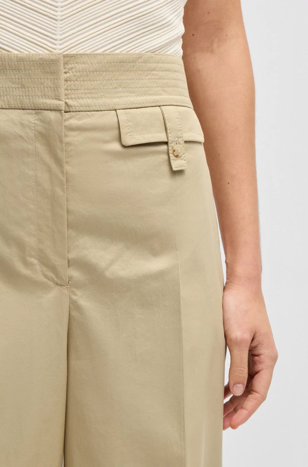 BOSS HIGH-WAISTED REGULAR-FIT TROUSERS IN AIRY STRETCH COTTON
