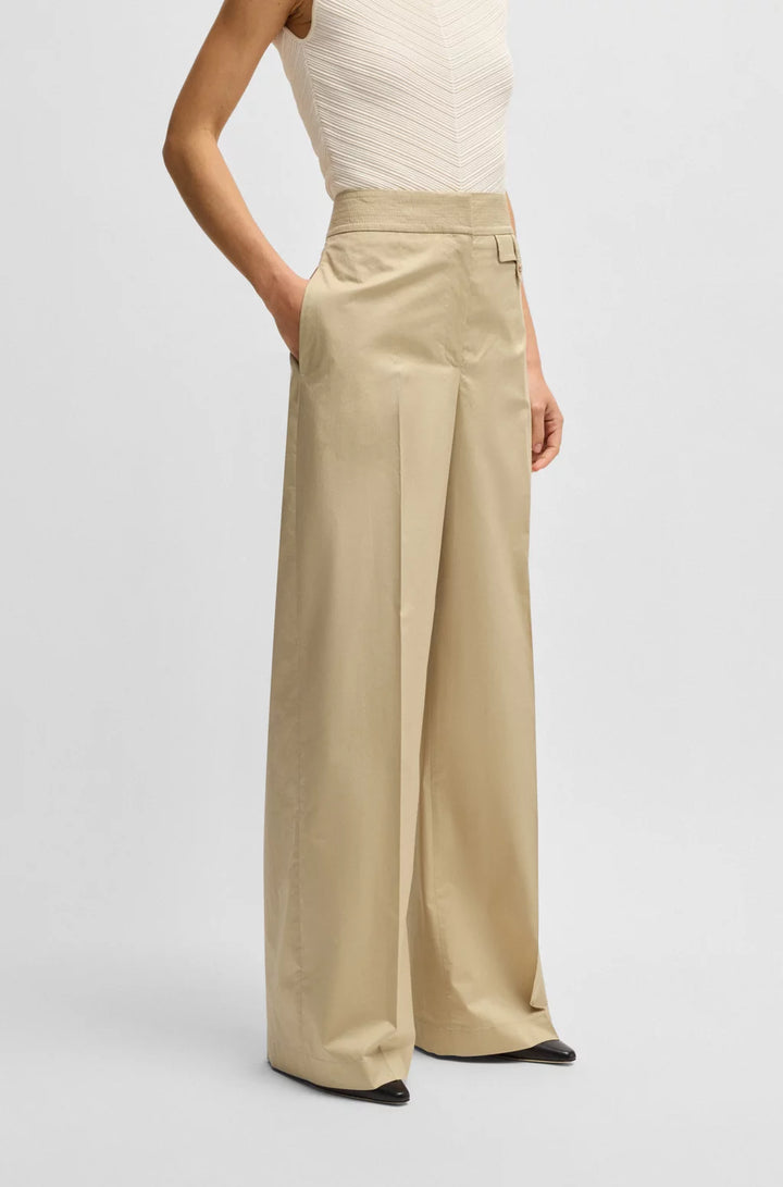 BOSS HIGH-WAISTED REGULAR-FIT TROUSERS IN AIRY STRETCH COTTON