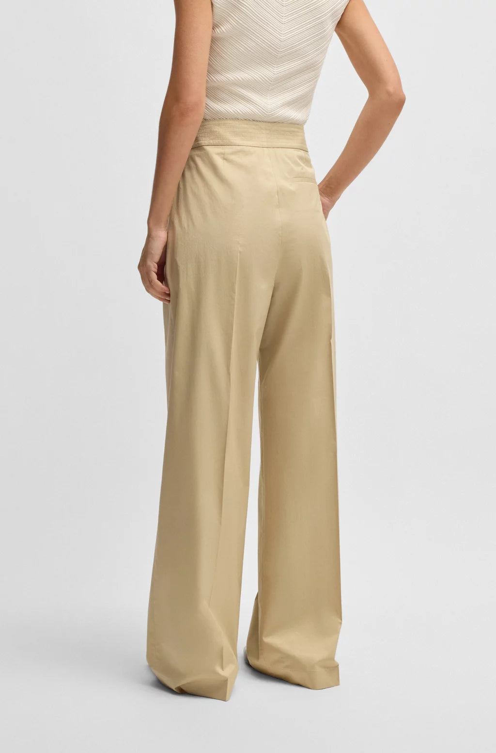 BOSS HIGH-WAISTED REGULAR-FIT TROUSERS IN AIRY STRETCH COTTON