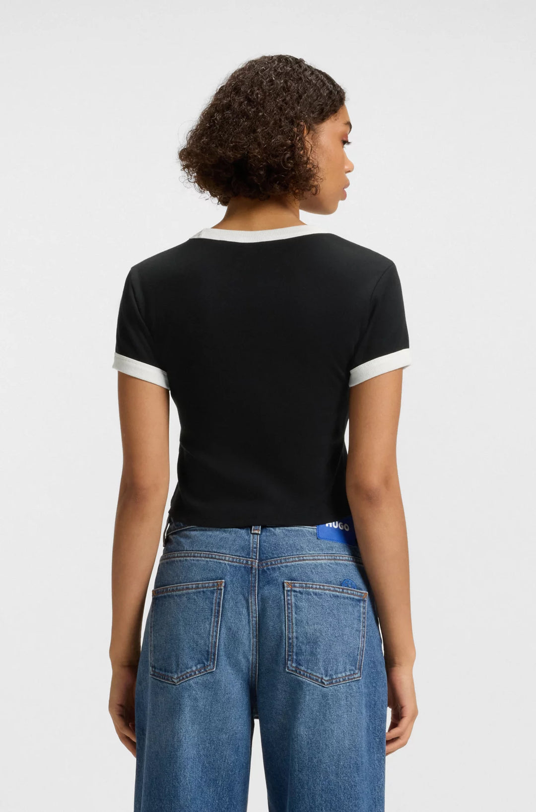 HUGO Cropped ringer T-shirt in cotton with graphic print