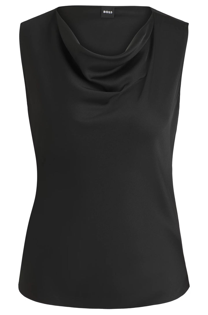 BOSS Sleeveless cowl-neck blouse in stretch silk