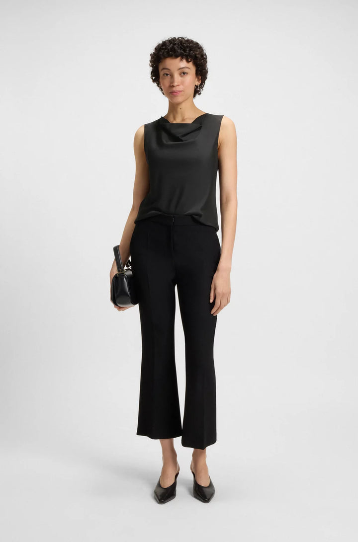 BOSS Sleeveless cowl-neck blouse in stretch silk