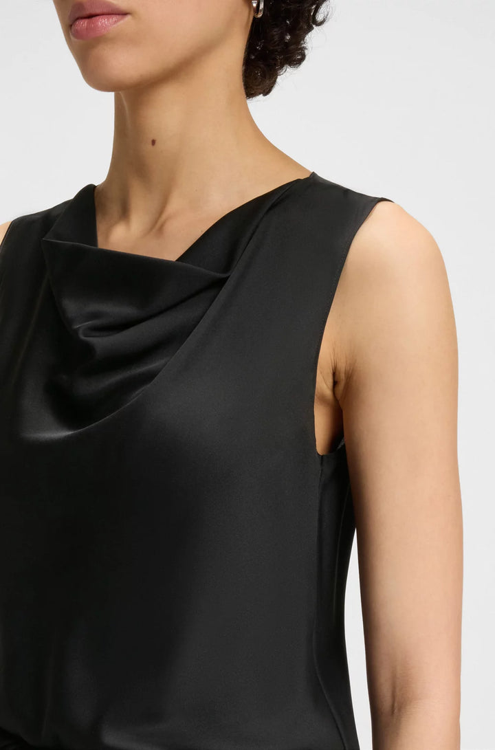 BOSS Sleeveless cowl-neck blouse in stretch silk