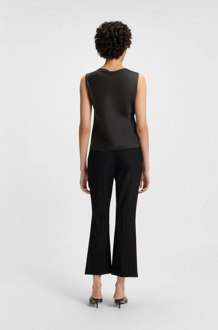BOSS Sleeveless cowl-neck blouse in stretch silk