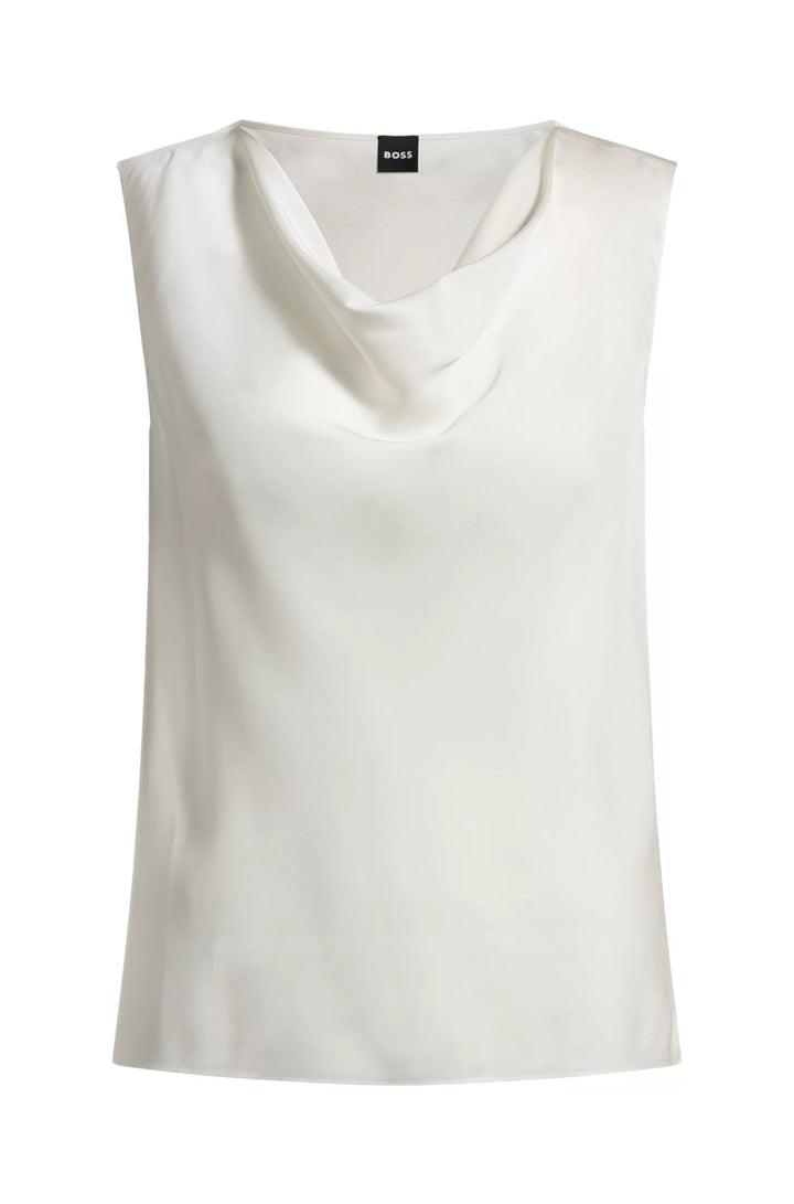 BOSS Sleeveless cowl-neck blouse in stretch silk
