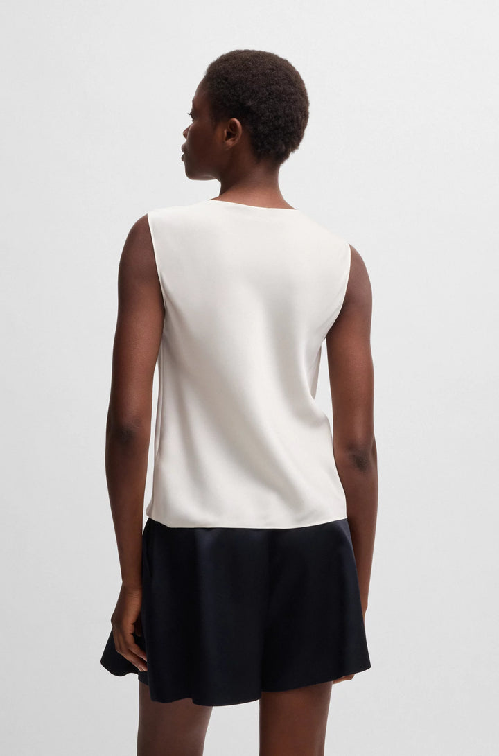 BOSS Sleeveless cowl-neck blouse in stretch silk