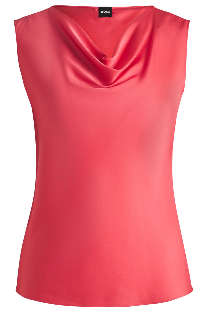 BOSS Sleeveless cowl-neck blouse in stretch silk