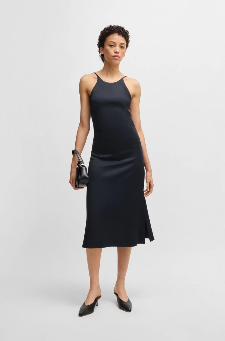 BOSS TWILL DRESS WITH HIGH NECKLINE