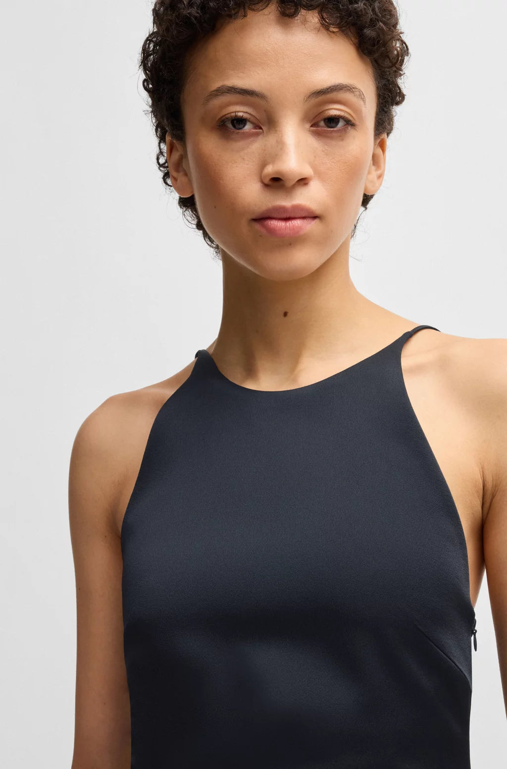BOSS TWILL DRESS WITH HIGH NECKLINE