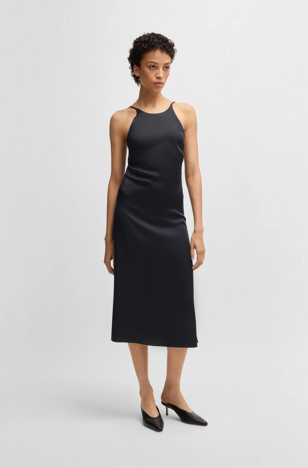 BOSS TWILL DRESS WITH HIGH NECKLINE
