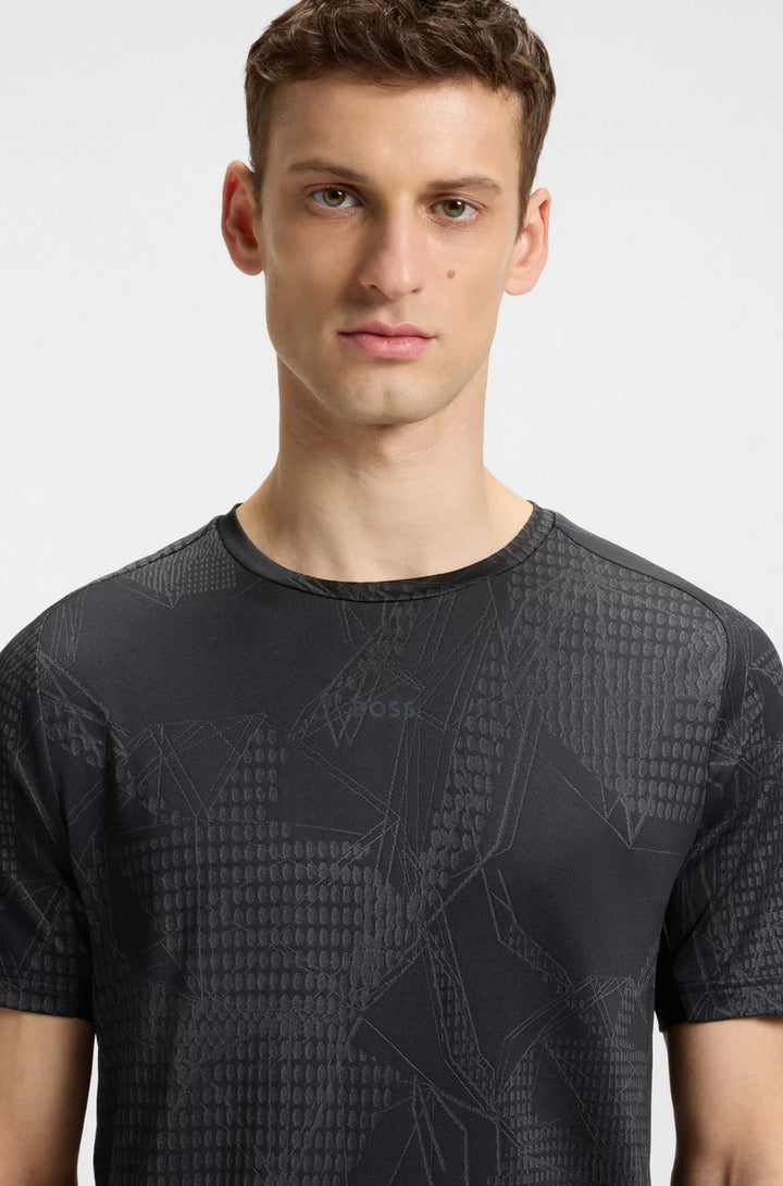 BOSS ACTIVE JACQUARD-PATTERN T-SHIRT WITH MOISTURE MANAGEMENT