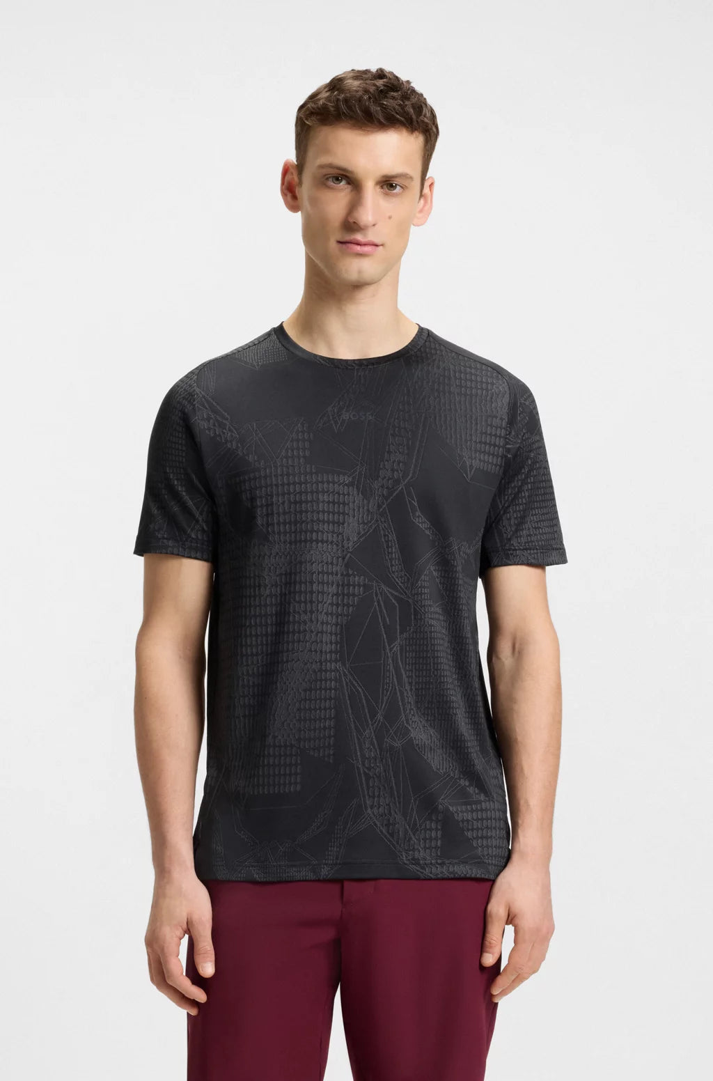 BOSS ACTIVE JACQUARD-PATTERN T-SHIRT WITH MOISTURE MANAGEMENT