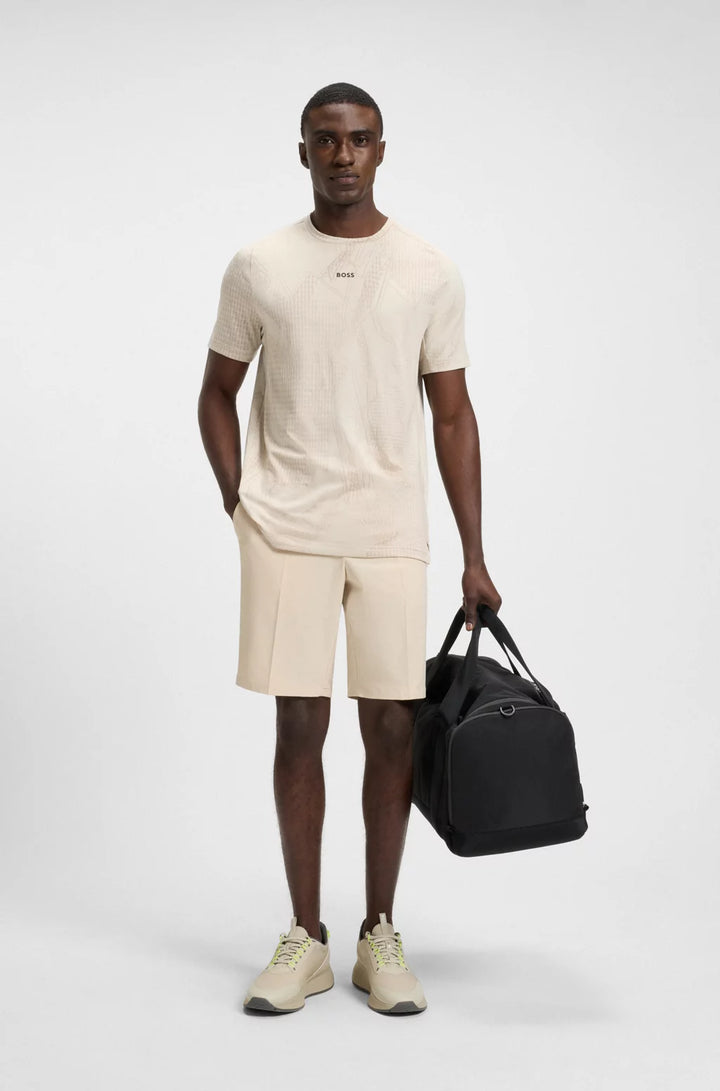 BOSS ACTIVE JACQUARD-PATTERN T-SHIRT WITH MOISTURE MANAGEMENT