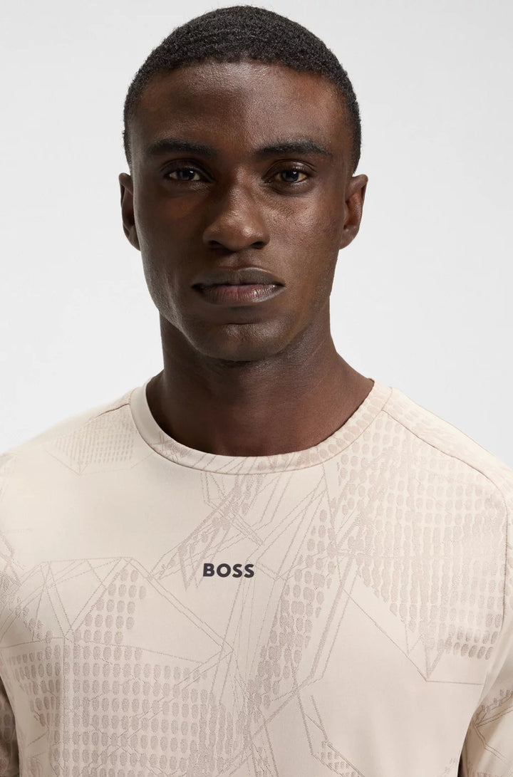 BOSS ACTIVE JACQUARD-PATTERN T-SHIRT WITH MOISTURE MANAGEMENT