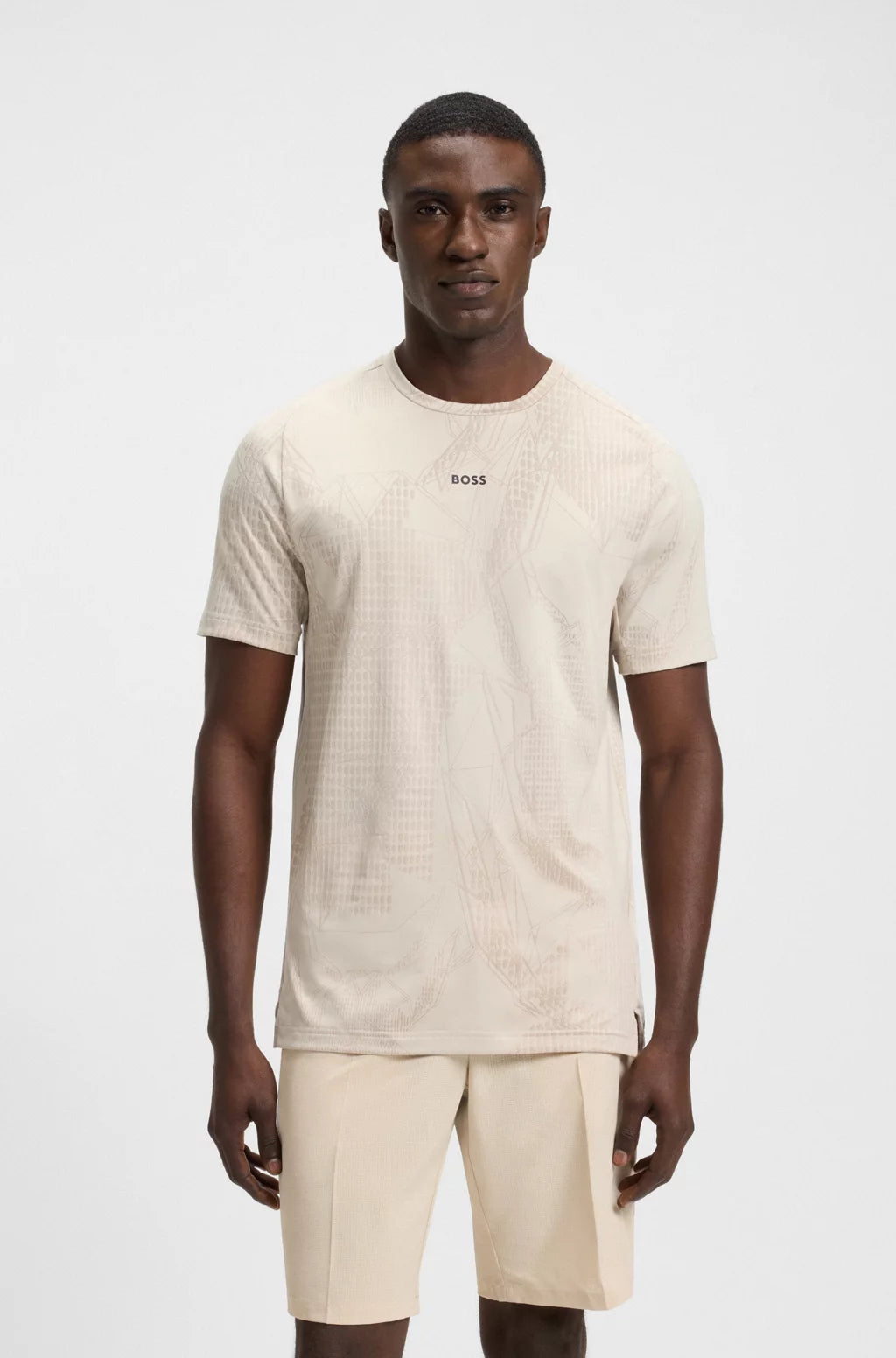 BOSS ACTIVE JACQUARD-PATTERN T-SHIRT WITH MOISTURE MANAGEMENT