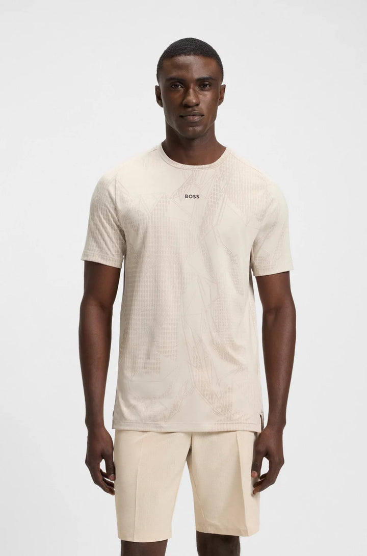 BOSS ACTIVE JACQUARD-PATTERN T-SHIRT WITH MOISTURE MANAGEMENT