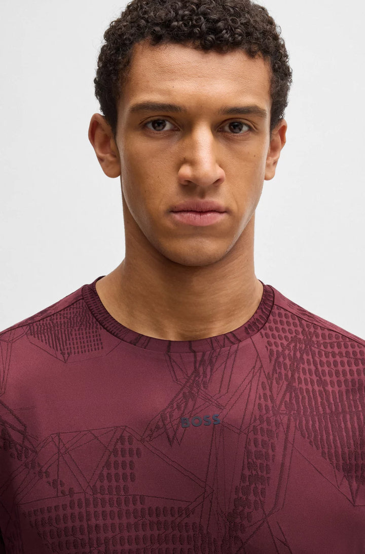 BOSS ACTIVE JACQUARD-PATTERN T-SHIRT WITH MOISTURE MANAGEMENT