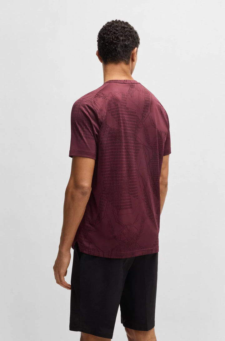 BOSS ACTIVE JACQUARD-PATTERN T-SHIRT WITH MOISTURE MANAGEMENT