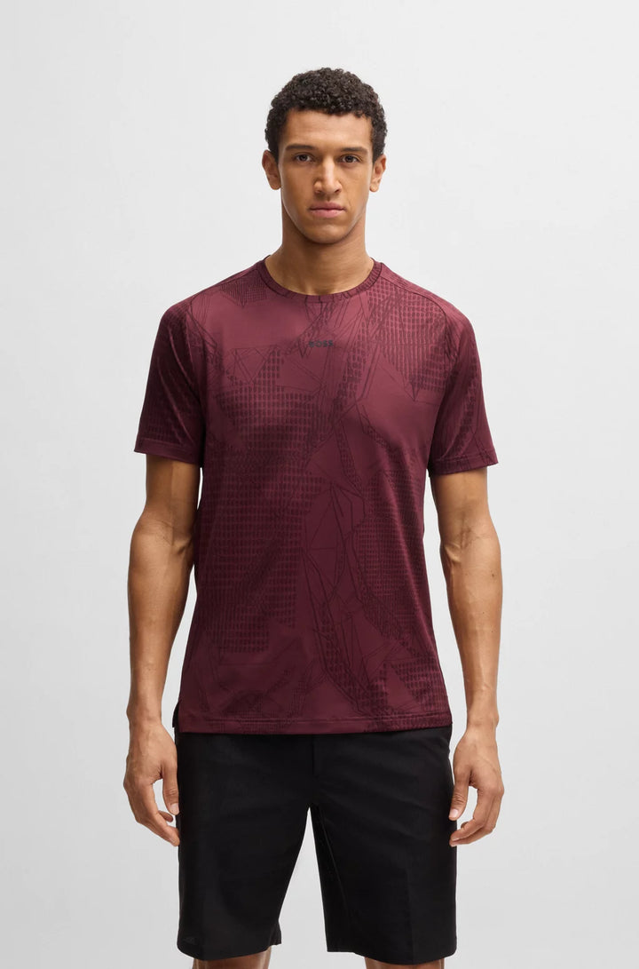 BOSS ACTIVE JACQUARD-PATTERN T-SHIRT WITH MOISTURE MANAGEMENT