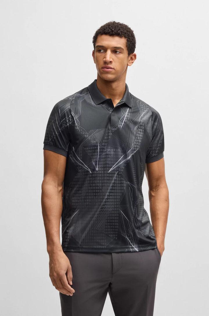 BOSS Active Paddy graphic-print polo shirt with UV protection