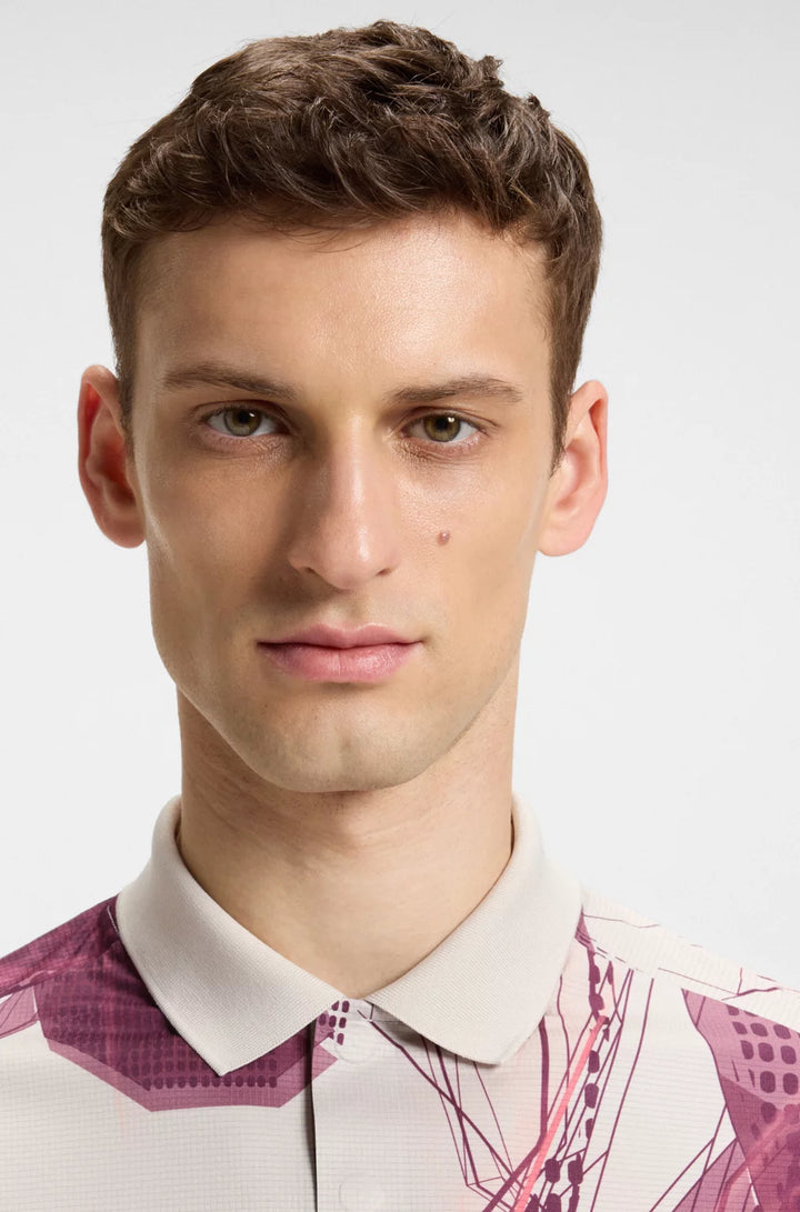 BOSS Active Paddy graphic-print polo shirt with UV protection