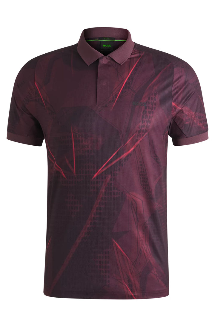 BOSS Active Paddy graphic-print polo shirt with UV protection