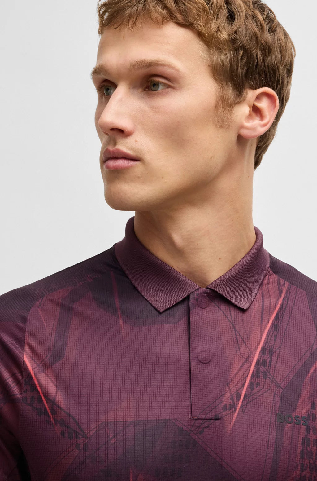 BOSS Active Paddy graphic-print polo shirt with UV protection