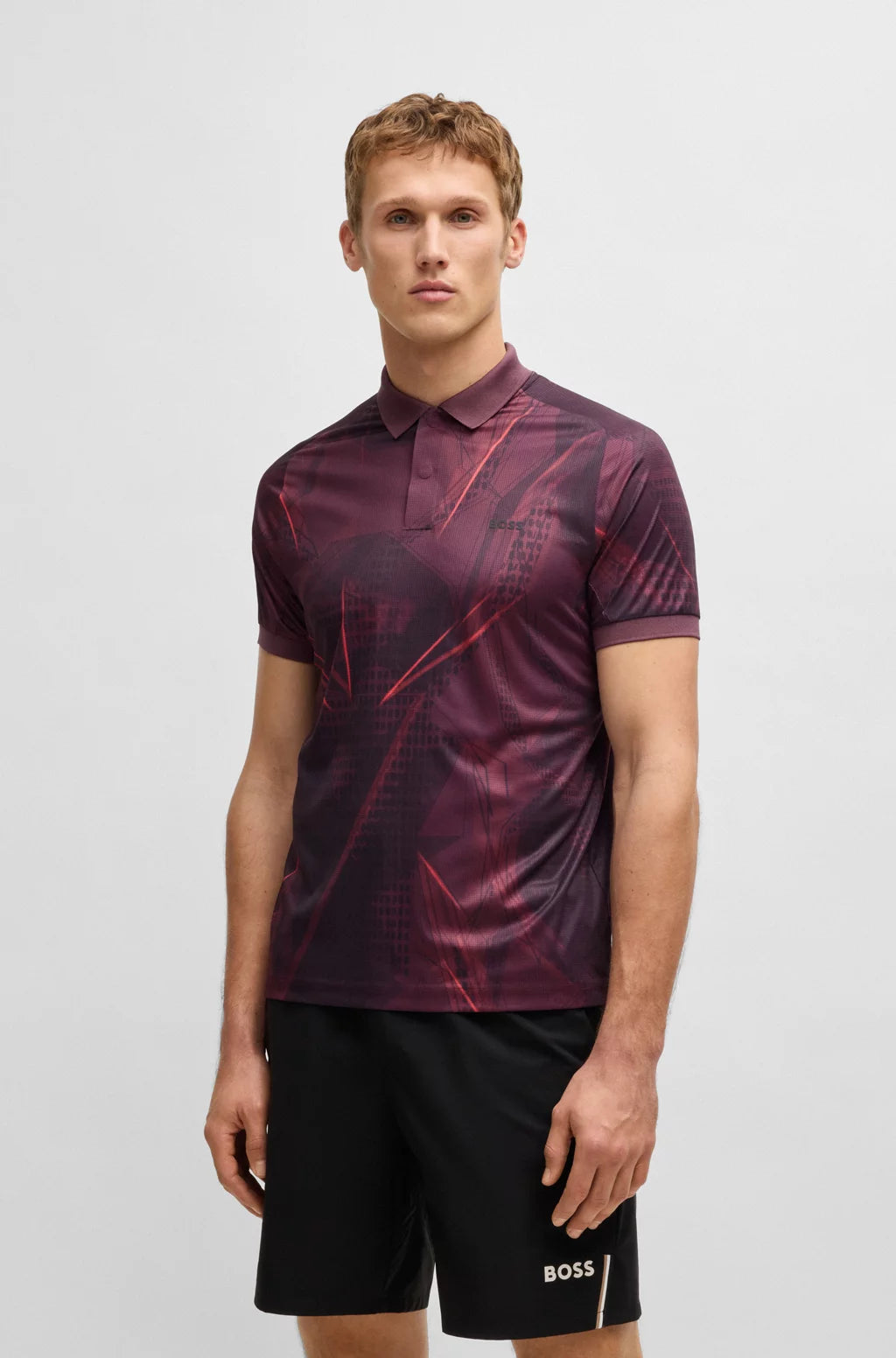 BOSS Active Paddy graphic-print polo shirt with UV protection