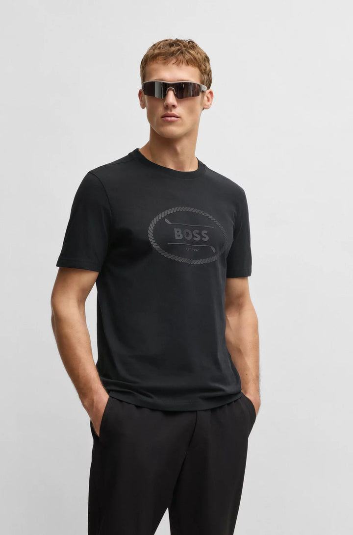 BOSS COTTON-JERSEY T-SHIRT WITH GOLF ARTWORK AND LOGO