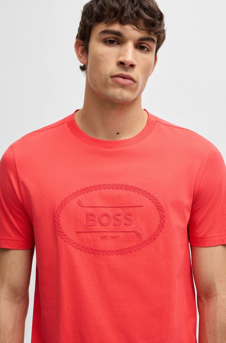 BOSS COTTON-JERSEY T-SHIRT WITH GOLF ARTWORK AND LOGO