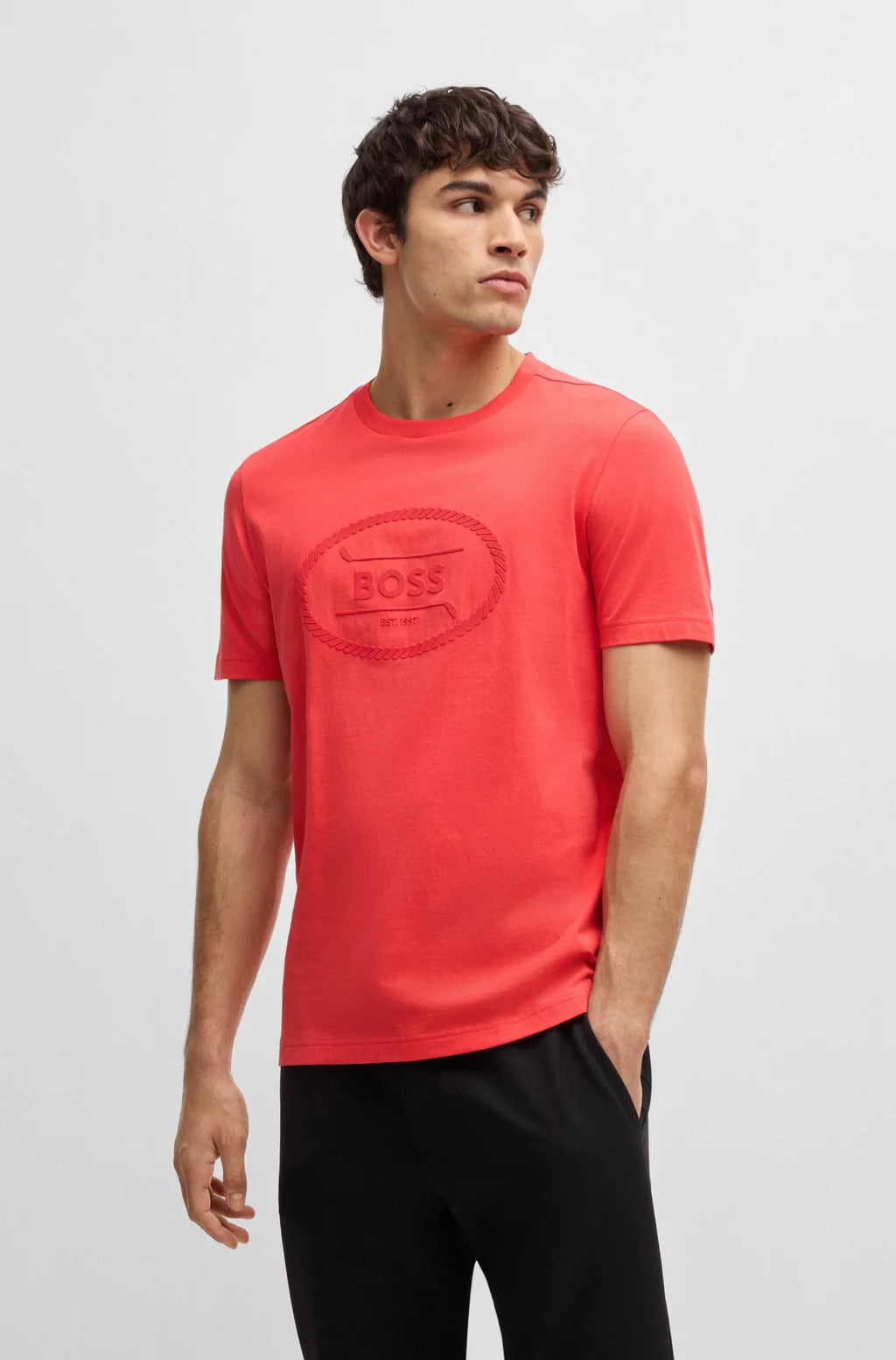 BOSS COTTON-JERSEY T-SHIRT WITH GOLF ARTWORK AND LOGO