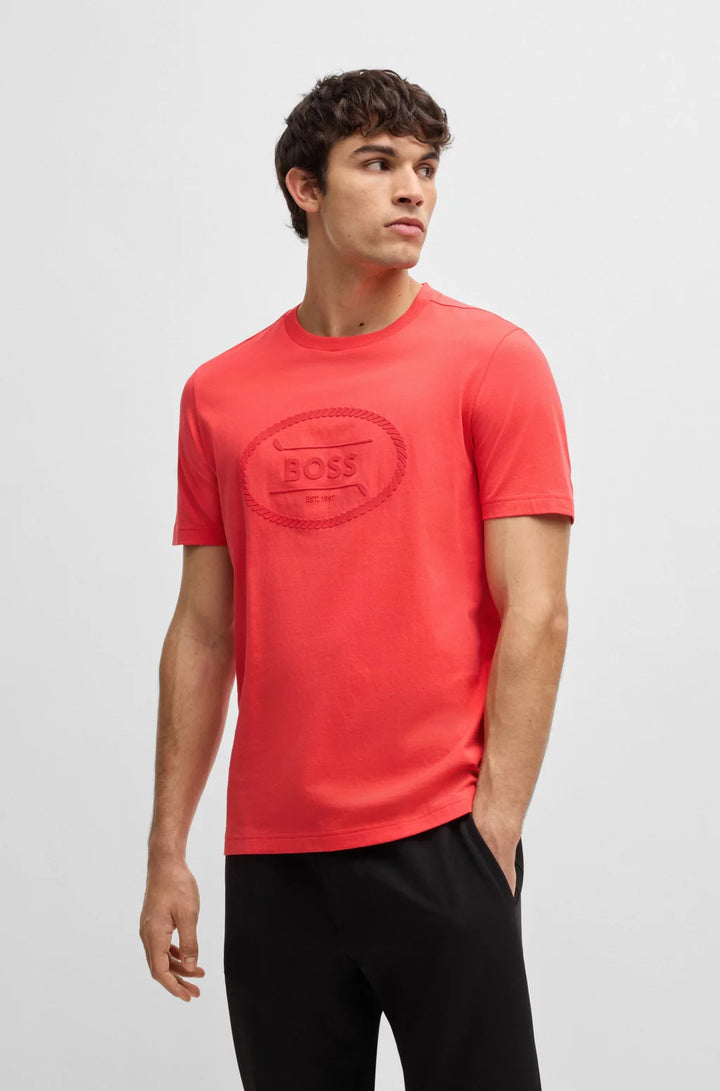BOSS COTTON-JERSEY T-SHIRT WITH GOLF ARTWORK AND LOGO