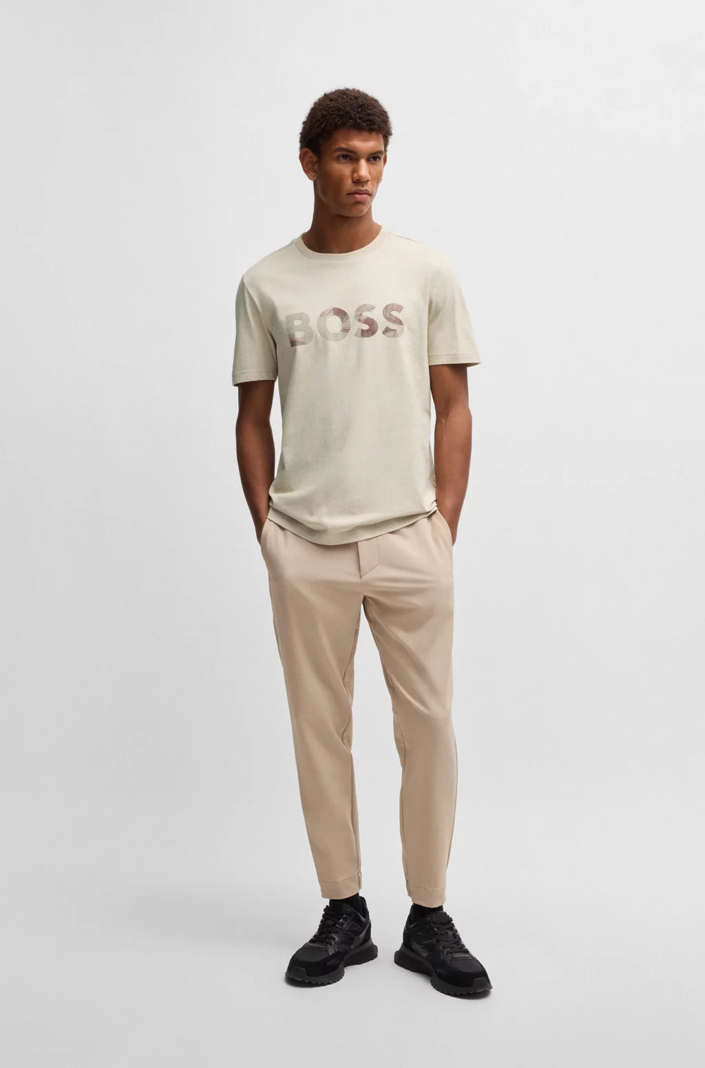 BOSS COTTON-JERSEY T-SHIRT WITH LOGO PRINT
