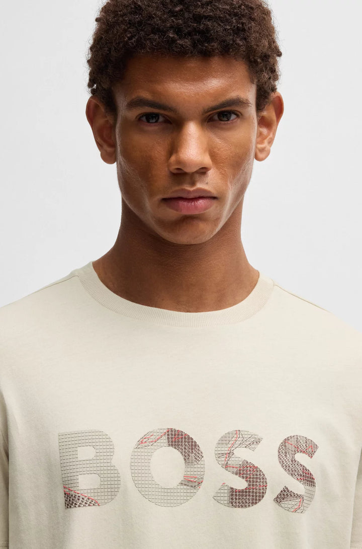 BOSS COTTON-JERSEY T-SHIRT WITH LOGO PRINT