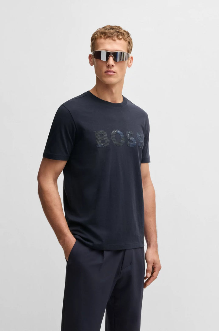 BOSS COTTON-JERSEY T-SHIRT WITH LOGO PRINT