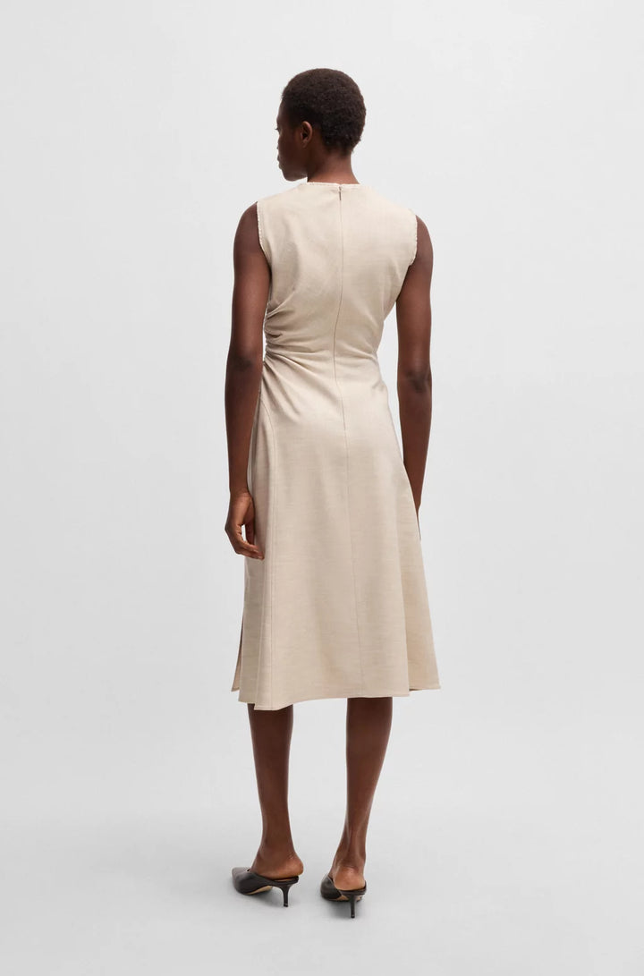 BOSS MELANGE DRESS WITH FRAYED AND GATHERED DETAILS