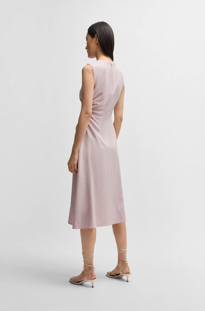 BOSS MELANGE DRESS WITH FRAYED AND GATHERED DETAILS