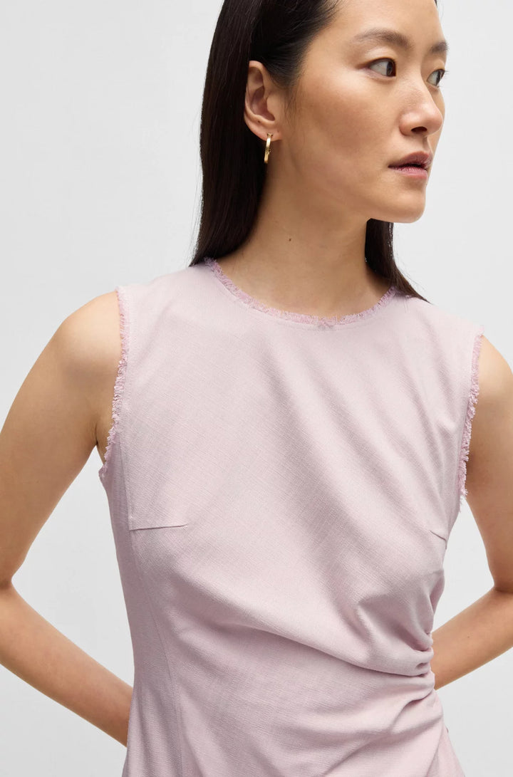 BOSS MELANGE DRESS WITH FRAYED AND GATHERED DETAILS