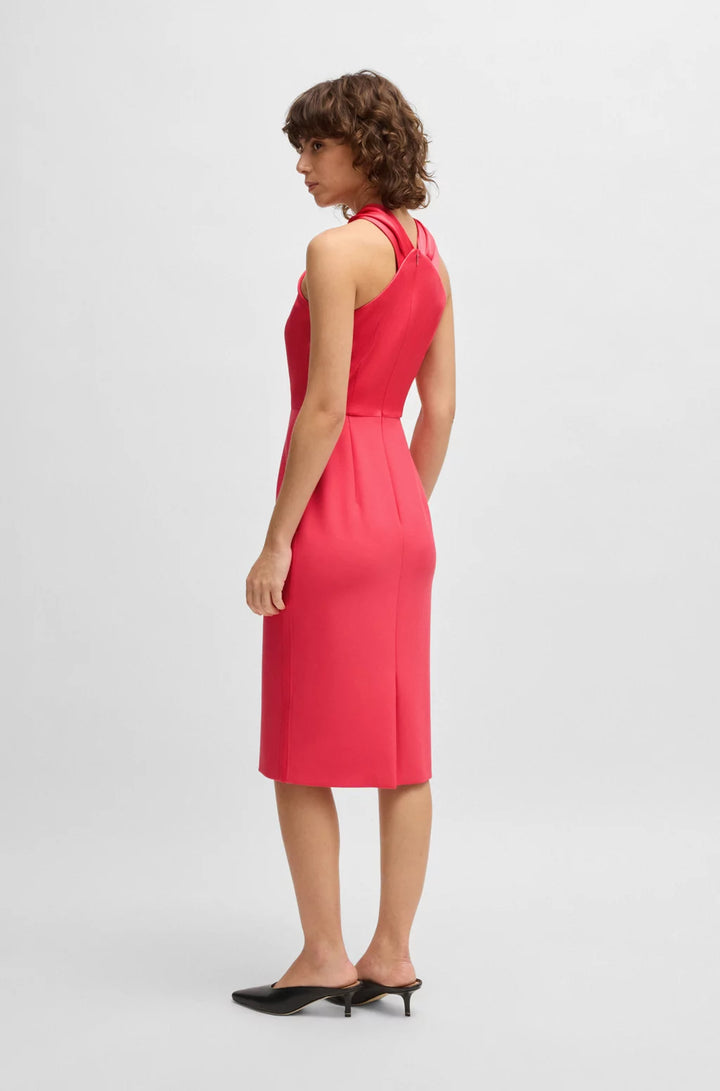 BOSS TWIST-DETAIL DRESS IN STRETCH FABRIC