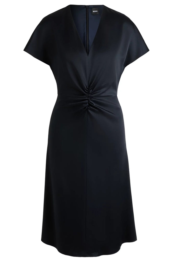 BOSS V-NECK DRESS WITH GATHERED WAISTBAND
