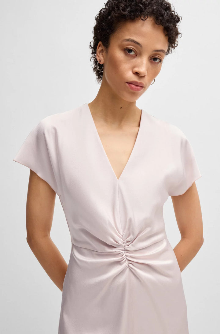 BOSS V-NECK DRESS WITH GATHERED WAISTBAND